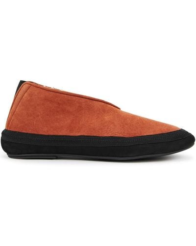 The Row Fairy Brown Shearling Flats - Red