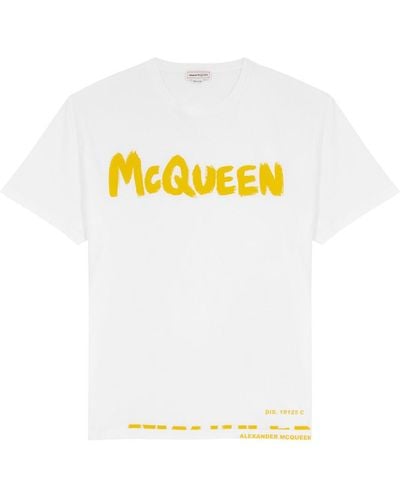 Alexander McQueen Graffiti Logo-Print Cotton T-Shirt - White