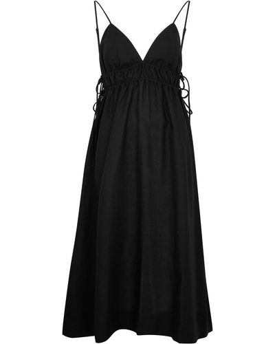 Casa Raki Rita Linen Midi Dress - Black