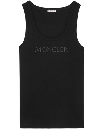 Moncler Logo-Embroidered Stretch-Cotton Tank - Black