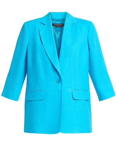 Marina Rinaldi Pure Linen Jacket - Blue