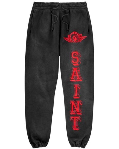 SAINT Mxxxxxx Angel Of Death Printed Cotton Sweatpants - Black