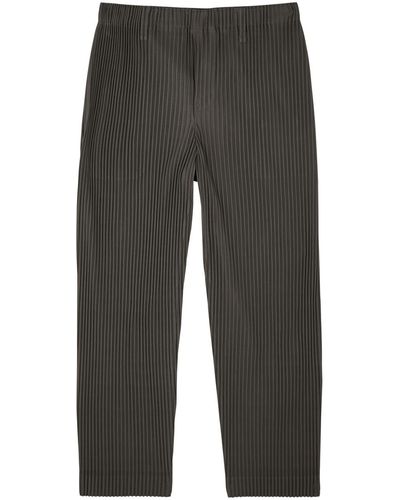 Issey Miyake Homme Plissé Pleated Jersey Pants - Gray