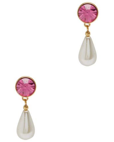 Kenneth Jay Lane Crystal And Pearl-embellished Drop Earrings - White