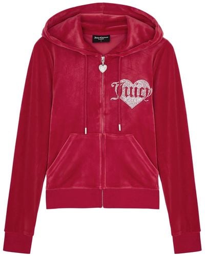 Juicy Couture Robertson Logo Velour Sweatshirt - Red