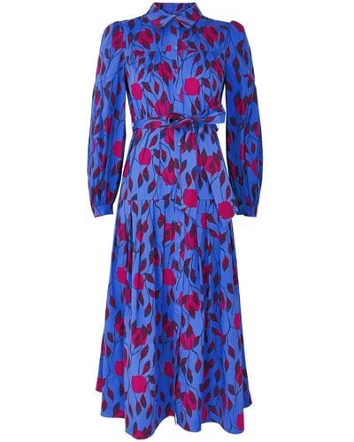 Diane von Furstenberg Lux Printed Stretch-cotton Poplin Shirt Dress - Blue
