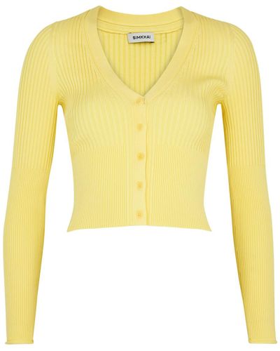 Jonathan Simkhai Ailany Ribbed-knit Cardigan - Yellow