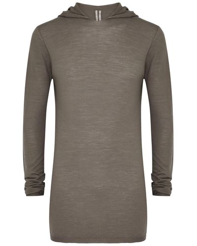 Rick Owens Hooded Wool Sweatshirt - Grey