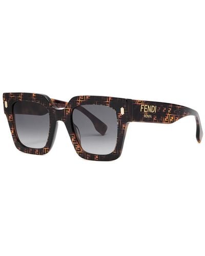 Fendi Roma Oversized Square-Frame Sunglasses - Brown