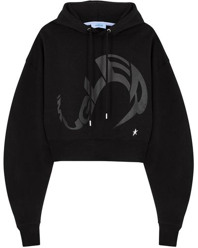 Mugler Logo Hooded Cotton Sweatshirt - Black