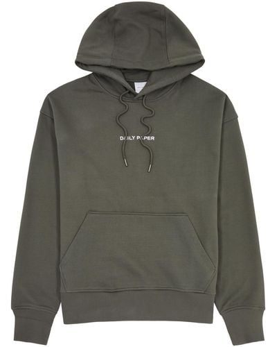 Daily Paper Logo-Embroidered Hooded Cotton Sweatshirt - Grey