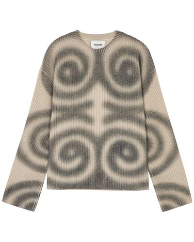 Nanushka Maura Printed Wool-blend Sweater - Natural