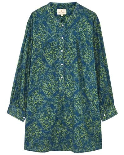 Hannah Artwear Apollo Printed Cotton Tunic Dress - Blue