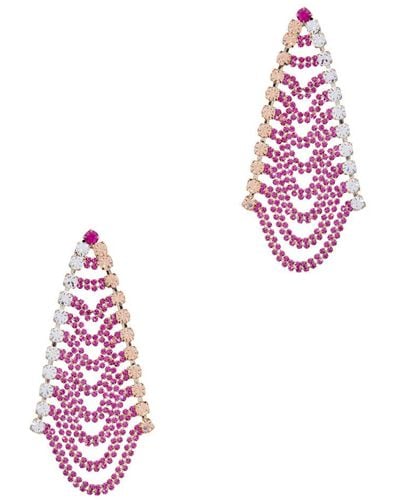 Rosantica Patchwork Crystal-embellished Drop Earrings - Pink