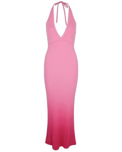 David Koma Dégradé Ribbed-knit Maxi Dress - Pink
