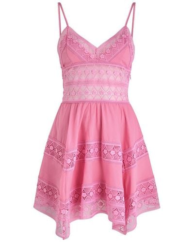 Charo Ruiz Syilvie Lace-Panelled Cotton-Blend Mini Dress - Pink