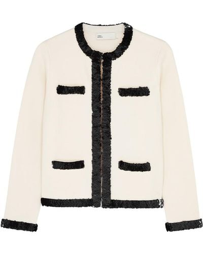 Tory Burch Kendra Sequin-embellished Wool-blend Jacket - Natural