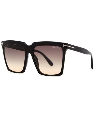 Tom Ford Square-Frame Sunglasses Sabrina, , Designer-Engraved Graduated Lenses, 100% Uv Protection - Black