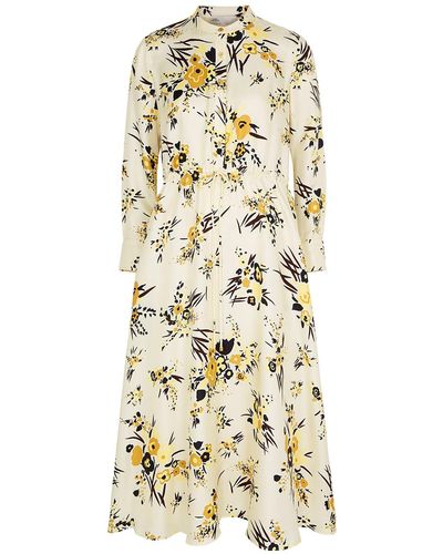 Tory Burch Floral-print Silk Midi Shirt Dress - Natural