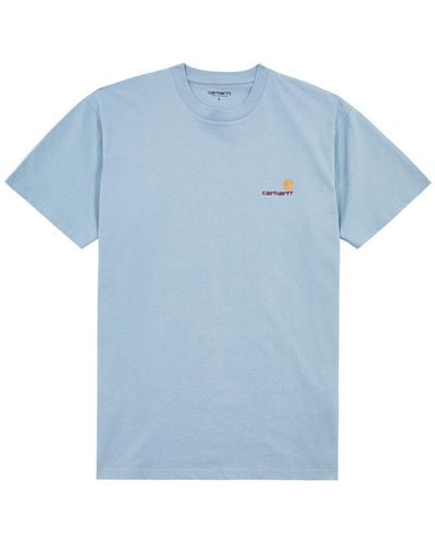 Carhartt American Script Logo-Embroidered Cotton T-Shirt - Blue