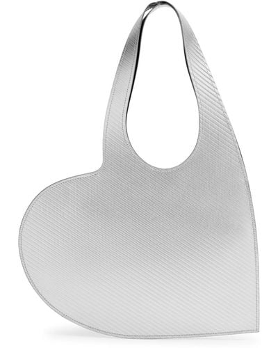 Coperni Heart Mini Metallic Leather Tote - Grey