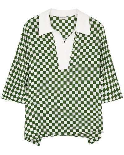 Dries Van Noten Checked Crepe Shirt - Green