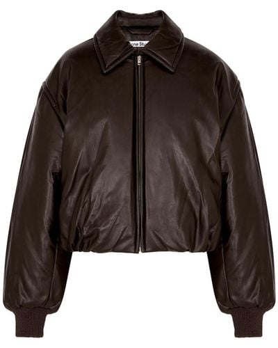 Acne Studios Onnea Padded Faux Leather Bomber Jacket - Brown