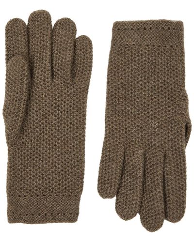 Inverni Waffle-knit Cashmere Gloves - Green