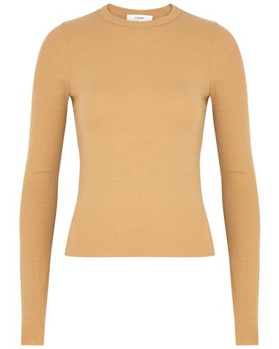 FRAME Ribbed Stretch-jersey Top - Natural
