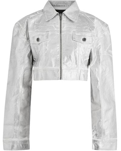 ROTATE SUNDAY Metallic Foil-Print Denim Jacket - White