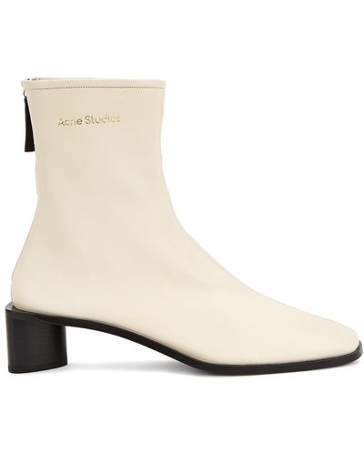 Acne Studios Bertine 45 Off-white Leather Ankle Boots - Natural