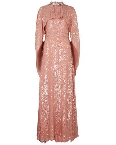 Erdem Rhinestone-embellished Flared-hem Woven Maxi Dress - Pink
