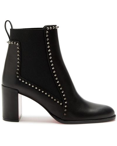 Christian Louboutin Leather Out Lina Spike 100 Heeled Boots, Size: - Black