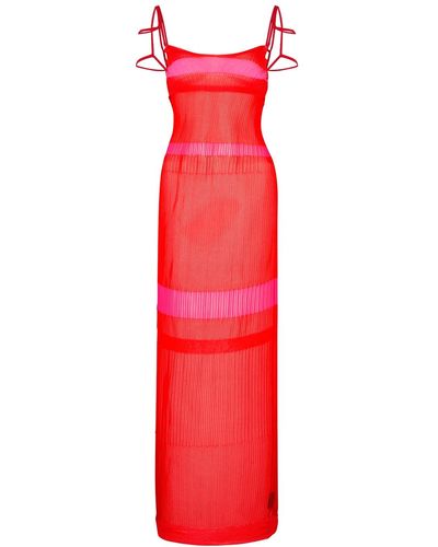 Jacquemus La Robe Sognu Striped Fine-knit Dress - Red