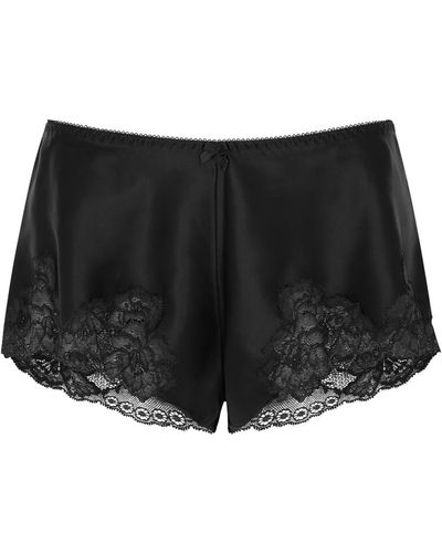 Nk Imode Morgan Lace-trimmed Silk Shorts - Black