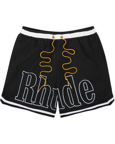 Rhude Logo-Print Shell Swim Shorts - Black