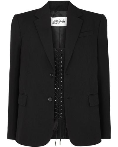 Jean Paul Gaultier Wool Corset Blazer - Black