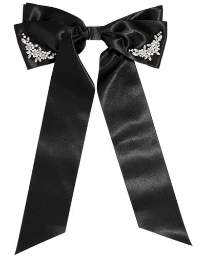 Simone Rocha Crystal-embellished Satin Bow Hair Clip - Black