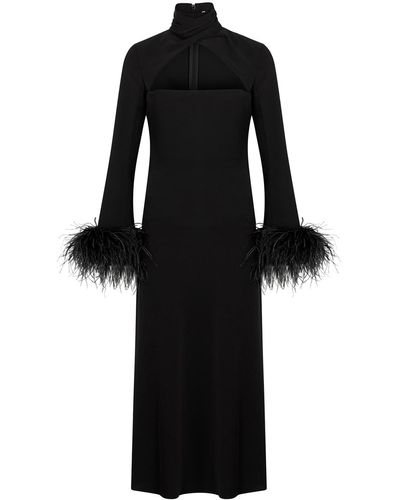 16Arlington 16arlington Odessa Feather-trimmed Maxi Dress - Black