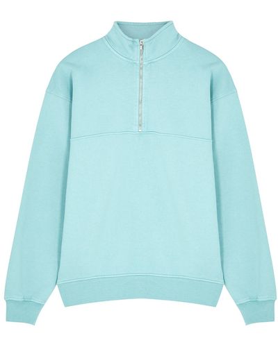 COLORFUL STANDARD Half-Zip Cotton Sweatshirt - Blue