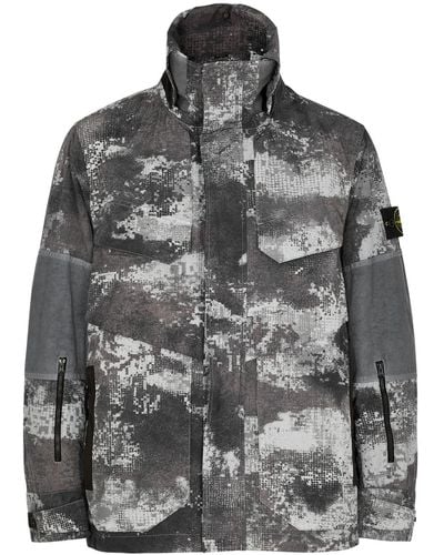 Stone Island Camouflage-Print Econyl Nylon Jacket - Grey