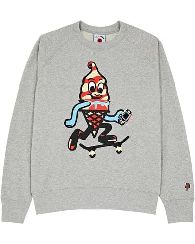 ICECREAM Skate Cone Printed Cotton Sweatshirt - Grey