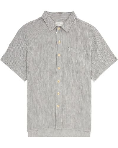 Oliver Spencer Riviera Striped Seersucker Shirt - Gray