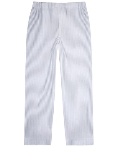 Issey Miyake Homme Plissé Pleated Straight-Leg Trousers - White