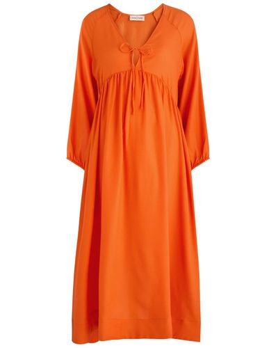 Casa Raki Elda Piqué Cotton Midi Dress - Orange