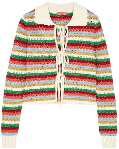 Kitri Evie Striped Crochet Cardigan - Multicolor