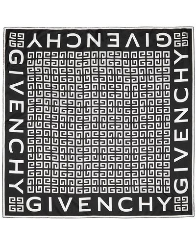 Givenchy 4g Monogram Silk Twill Square Scarf - Black