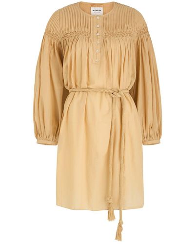 Isabel Marant Adeliani Gathered Cotton-Blend Mini Dress - Natural