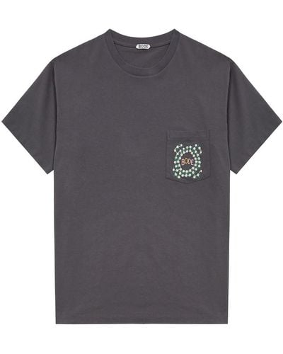 Bode Logo-embroidered Cotton T-shirt - Grey