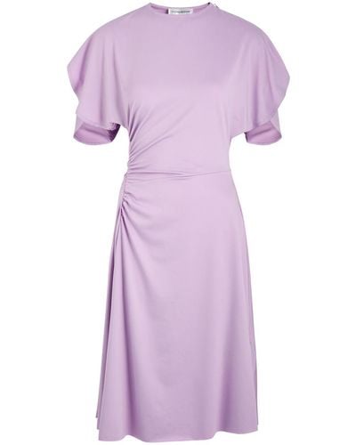 Victoria Beckham Gathered Stretch-Jersey Midi Dress - Purple